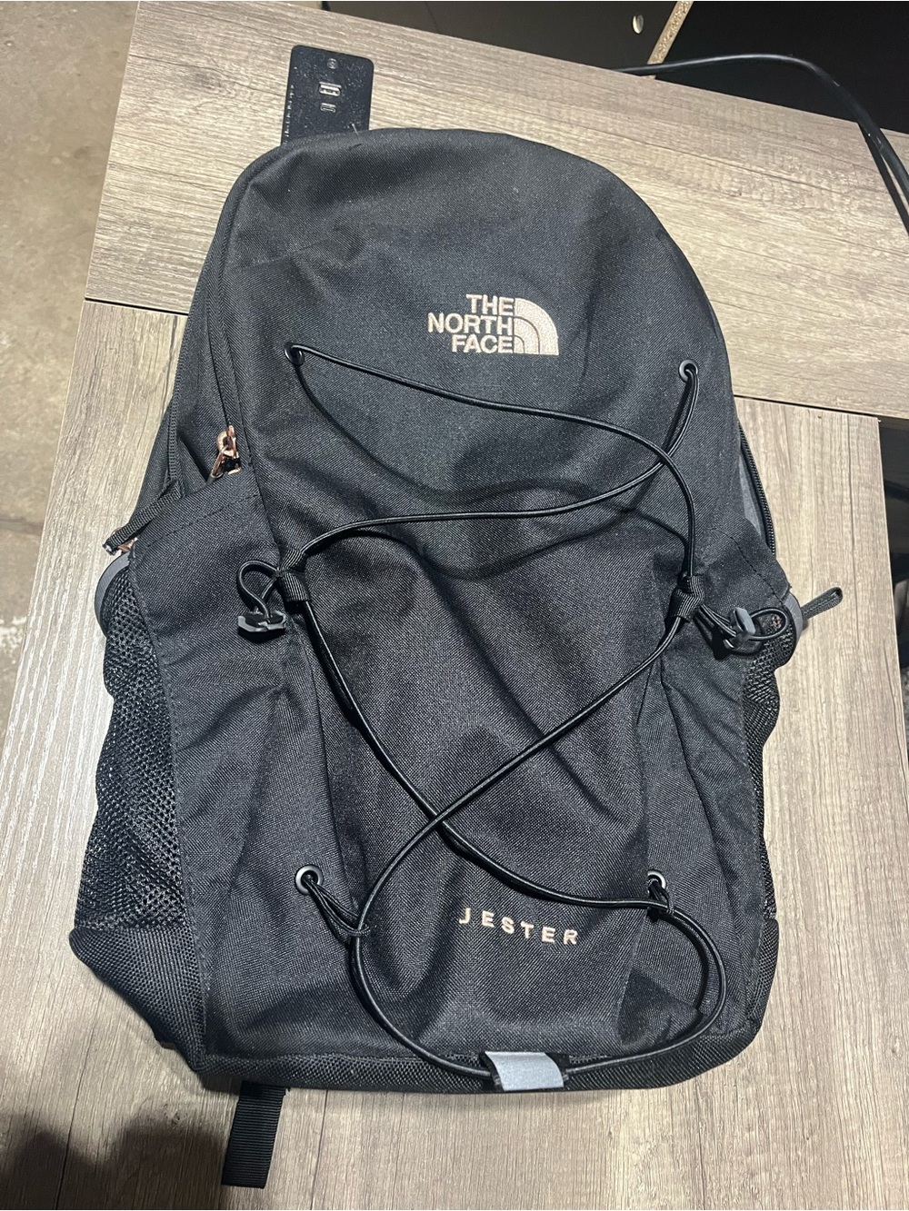 The North Face Jester Backpack in Black with Subtle Beige Logo